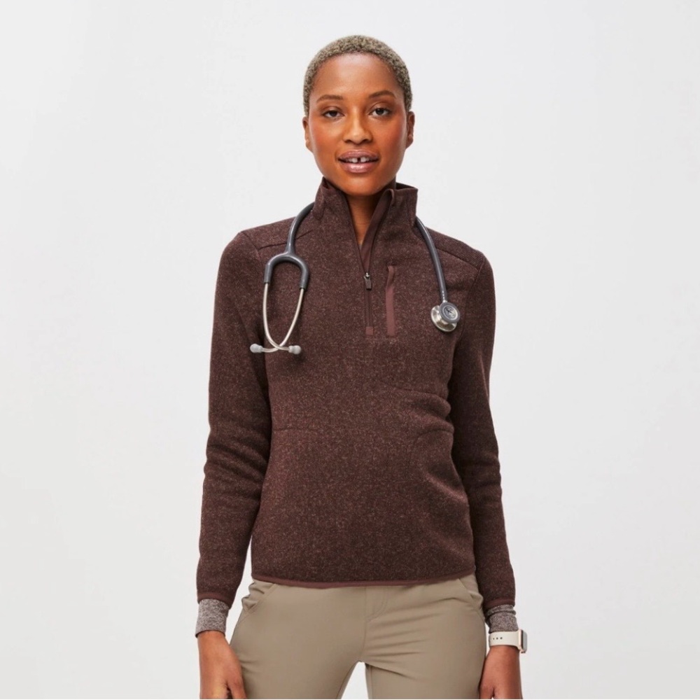 NWT Figs women’s charcoal gray half zip on shift sweater - Picture 5 of 8